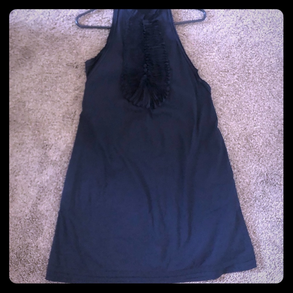 BCBG Black Ruffle Racerback Dress